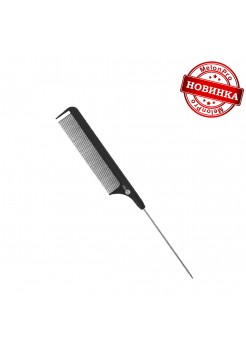 РАСЧЕСКА ПЛАСТИКОВАЯ С МЕТАЛЛИЧЕСКИМ ХВОСТИКОМ И ЧАСТЫМИ ЗУБЬЯМИ, 220 ММ