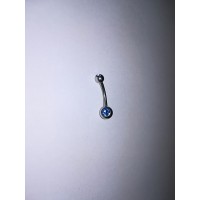 Серьга для пирсинга в пуп, родий цвет голубой 