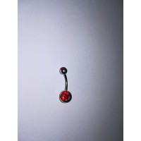 Серьга для пирсинга в пуп с красным камнем