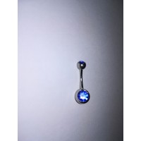 Серьга для пирсинга в пуп с синим камнем